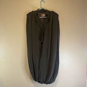 Lanvin Drape Crepe Bubble-Hem Sleeveless Shift Dress